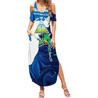 Nicaragua Guardabarranco Bird Summer Maxi Dress with Volcano Map and National Emblem Design - Wonder Print Shop