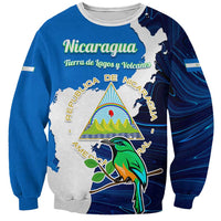 Nicaragua Guardabarranco Bird Sweatshirt with Volcano Map and National Emblem Design - Wonder Print Shop