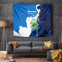 Nicaragua Guardabarranco Bird Tapestry with Volcano Map and National Emblem Design - Wonder Print Shop