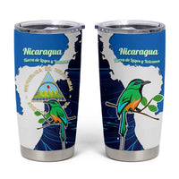 Nicaragua Guardabarranco Bird Tumbler Cup with Volcano Map and National Emblem Design - Wonder Print Shop