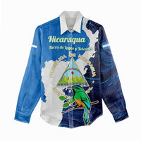 Nicaragua Guardabarranco Bird Women Casual Shirt with Volcano Map and National Emblem Design - Wonder Print Shop