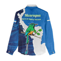 Nicaragua Guardabarranco Bird Women Casual Shirt with Volcano Map and National Emblem Design - Wonder Print Shop