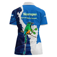 Nicaragua Guardabarranco Bird Women Polo Shirt with Volcano Map and National Emblem Design - Wonder Print Shop
