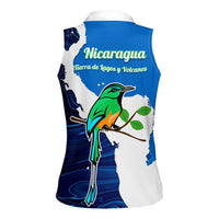 Nicaragua Guardabarranco Bird Women Sleeveless Polo Shirt with Volcano Map and National Emblem Design - Wonder Print Shop