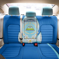 Nicaragua National Emblem Back Car Seat Cover with White Flor de Sacuanjoche and Blue Gradient Design - Wonder Print Shop
