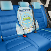 Nicaragua National Emblem Back Car Seat Cover with White Flor de Sacuanjoche and Blue Gradient Design - Wonder Print Shop
