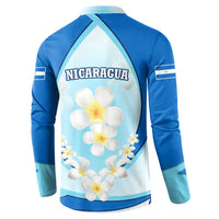 Nicaragua National Emblem Button Sweatshirt with White Flor de Sacuanjoche and Blue Gradient Design - Wonder Print Shop