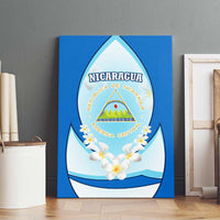 Nicaragua National Emblem Canvas Wall Art with White Flor de Sacuanjoche and Blue Gradient Design - Wonder Print Shop