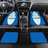 Nicaragua National Emblem Car Mats with White Flor de Sacuanjoche and Blue Gradient Design - Wonder Print Shop