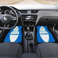 Nicaragua National Emblem Car Mats with White Flor de Sacuanjoche and Blue Gradient Design - Wonder Print Shop