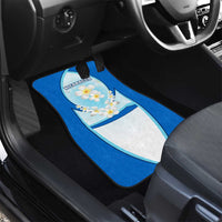 Nicaragua National Emblem Car Mats with White Flor de Sacuanjoche and Blue Gradient Design - Wonder Print Shop