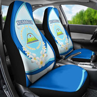 Nicaragua National Emblem Car Seat Cover with White Flor de Sacuanjoche and Blue Gradient Design - Wonder Print Shop