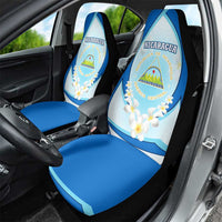 Nicaragua National Emblem Car Seat Cover with White Flor de Sacuanjoche and Blue Gradient Design - Wonder Print Shop
