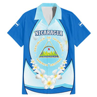 Nicaragua National Emblem Family Matching Mermaid Dress and Hawaiian Shirt with White Flor de Sacuanjoche and Blue Gradient Design - Wonder Print Shop