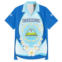 Nicaragua National Emblem Hawaiian Shirt with White Flor de Sacuanjoche and Blue Gradient Design - Wonder Print Shop