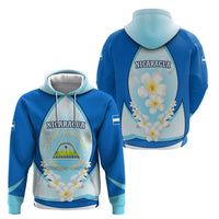 Nicaragua National Emblem Hoodie with White Flor de Sacuanjoche and Blue Gradient Design - Wonder Print Shop