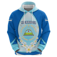 Nicaragua National Emblem Hoodie with White Flor de Sacuanjoche and Blue Gradient Design - Wonder Print Shop