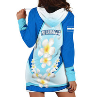 Nicaragua National Emblem Hoodie Dress with White Flor de Sacuanjoche and Blue Gradient Design - Wonder Print Shop