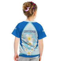 Nicaragua National Emblem Kid T Shirt with White Flor de Sacuanjoche and Blue Gradient Design - Wonder Print Shop
