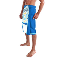 Nicaragua National Emblem Lavalava with White Flor de Sacuanjoche and Blue Gradient Design - Wonder Print Shop