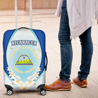 Nicaragua National Emblem Luggage Cover with White Flor de Sacuanjoche and Blue Gradient Design - Wonder Print Shop