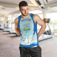Nicaragua National Emblem Men Tank Top with White Flor de Sacuanjoche and Blue Gradient Design - Wonder Print Shop