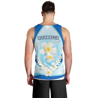 Nicaragua National Emblem Men Tank Top with White Flor de Sacuanjoche and Blue Gradient Design - Wonder Print Shop