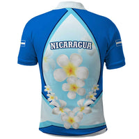 Nicaragua National Emblem Polo Shirt with White Flor de Sacuanjoche and Blue Gradient Design - Wonder Print Shop