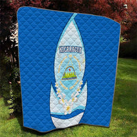 Nicaragua National Emblem Quilt with White Flor de Sacuanjoche and Blue Gradient Design - Wonder Print Shop