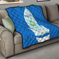 Nicaragua National Emblem Quilt with White Flor de Sacuanjoche and Blue Gradient Design - Wonder Print Shop