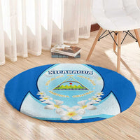 Nicaragua National Emblem Round Carpet with White Flor de Sacuanjoche and Blue Gradient Design - Wonder Print Shop