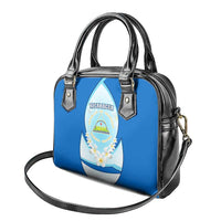 Nicaragua National Emblem Shoulder Handbag with White Flor de Sacuanjoche and Blue Gradient Design - Wonder Print Shop