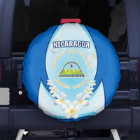 Nicaragua National Emblem Spare Tire Cover with White Flor de Sacuanjoche and Blue Gradient Design - Wonder Print Shop