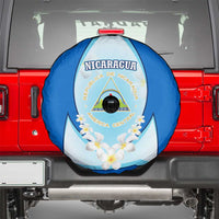 Nicaragua National Emblem Spare Tire Cover with White Flor de Sacuanjoche and Blue Gradient Design - Wonder Print Shop
