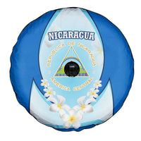 Nicaragua National Emblem Spare Tire Cover with White Flor de Sacuanjoche and Blue Gradient Design - Wonder Print Shop