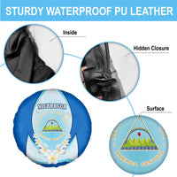 Nicaragua National Emblem Spare Tire Cover with White Flor de Sacuanjoche and Blue Gradient Design - Wonder Print Shop