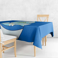 Nicaragua National Emblem Tablecloth with White Flor de Sacuanjoche and Blue Gradient Design - Wonder Print Shop