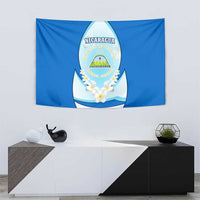 Nicaragua National Emblem Tapestry with White Flor de Sacuanjoche and Blue Gradient Design - Wonder Print Shop