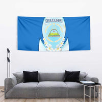 Nicaragua National Emblem Tapestry with White Flor de Sacuanjoche and Blue Gradient Design - Wonder Print Shop