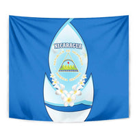 Nicaragua National Emblem Tapestry with White Flor de Sacuanjoche and Blue Gradient Design - Wonder Print Shop