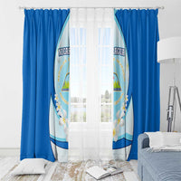 Nicaragua National Emblem Window Curtain with White Flor de Sacuanjoche and Blue Gradient Design - Wonder Print Shop