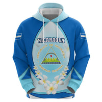 Nicaragua National Emblem Zip Hoodie with White Flor de Sacuanjoche and Blue Gradient Design - Wonder Print Shop