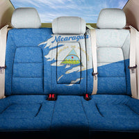 Nicaragua Flag Ripped Effect Back Car Seat Cover with National Emblem and Floral Pattern Design - Wonder Print Shop