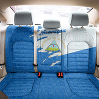 Nicaragua Flag Ripped Effect Back Car Seat Cover with National Emblem and Floral Pattern Design - Wonder Print Shop