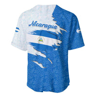 Nicaragua Flag Ripped Effect Baseball Jersey with National Emblem and Floral Pattern Design - Wonder Print Shop
