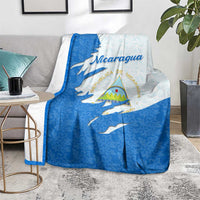 Nicaragua Flag Ripped Effect Blanket with National Emblem and Floral Pattern Design - Wonder Print Shop