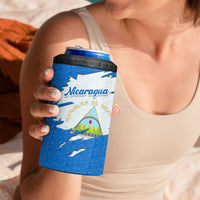 Nicaragua Flag Ripped Effect 4 in 1 Can Cooler Tumbler with National Emblem and Floral Pattern Design - Wonder Print Shop