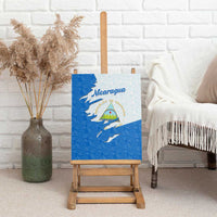Nicaragua Flag Ripped Effect Canvas Wall Art with National Emblem and Floral Pattern Design - Wonder Print Shop