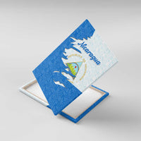 Nicaragua Flag Ripped Effect Canvas Wall Art with National Emblem and Floral Pattern Design - Wonder Print Shop