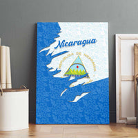 Nicaragua Flag Ripped Effect Canvas Wall Art with National Emblem and Floral Pattern Design - Wonder Print Shop